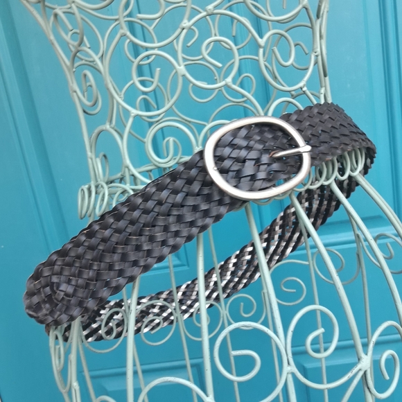 Genuine Leather Belt Braided Woven Real Leather Belt REVERSABLE Multicolor L - Picture 4 of 12